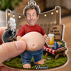 Custom Photo Dad Bod Belly Squishy Acrylic Keychain - Personalized Funny Gifts For Dad, Grandpa - Powered By Snacks