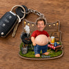 Custom Photo Dad Bod Belly Squishy Acrylic Keychain - Personalized Funny Gifts For Dad, Grandpa - Powered By Snacks