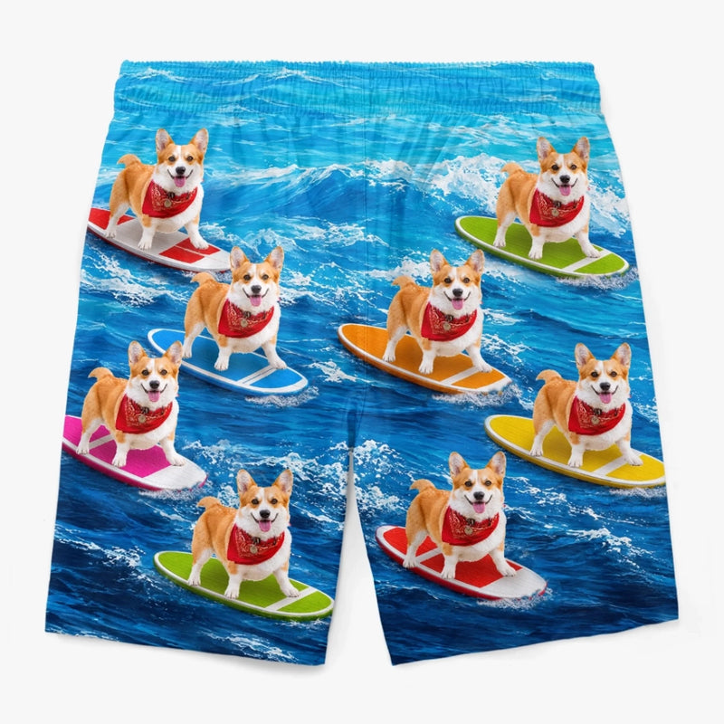 Custom Photo Tropical Hawaiian Aloha Men Beach Shorts - Personalized Summer Vacation And Travel Gifts For Dog Cat Lovers, Dog Dad And Mom, Cat Owners - Paws And Sunshine