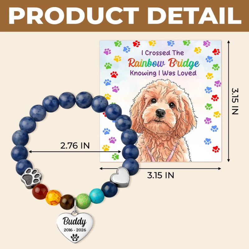 Custom Photo Rainbow Bridge Bracelet - Personalized Pet Memorial Sympathy Gifts For Dogs, Cats - Forever Close To Heart