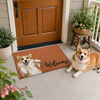 Custom Photo Coir Doormat - Personalized Birthday Gifts For Dog Cat Lovers, Dog Dad And Mom, Cat Owners - Pawsitively Welcoming You Inside