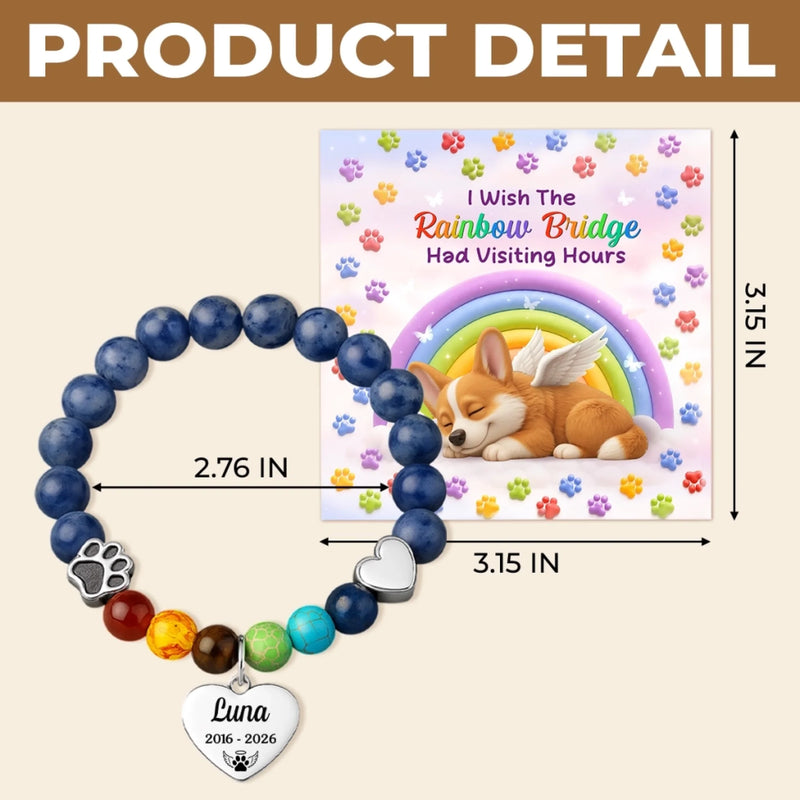 Custom Rainbow Bridge Bracelet - Personalized Pet Memorial Sympathy Gifts For Loss Of Dog - Love Lives On