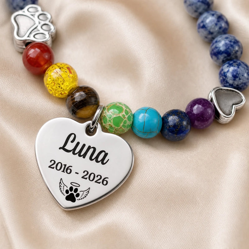 Custom Rainbow Bridge Bracelet - Personalized Pet Memorial Sympathy Gifts For Loss Of Dog - Love Lives On