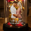 Custom Photo Light Up Eternal Rose In Glass Dome -  Personalized Anniversary Wedding Gifts For Husband And Wife, Him And Her - You Light Up My World
