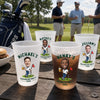 Custom Photo Bachelor Golf Party Cups - Personalized Birthday Gifts For Golf Lovers, Sports Fans, Sports Lovers - Golf More Stress Less