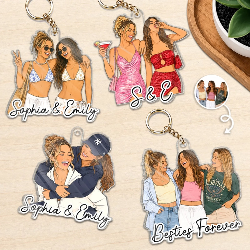 Custom Photo Shaped Acrylic Keychain - Personalized Best Friend Birthday Gifts For Women, Besties, Sisters, BFF - Carry Your Best Moments
