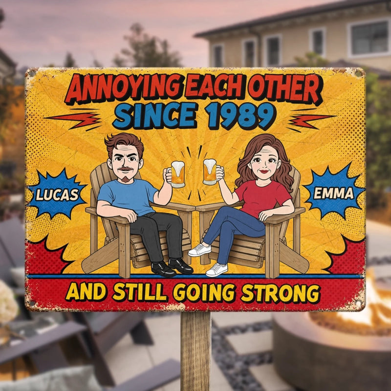 Custom Home Decor Metal Sign - Personalized  Anniversary Wedding Gifts For Husband And Wife, Him And Her - My Favorite Person To Annoy