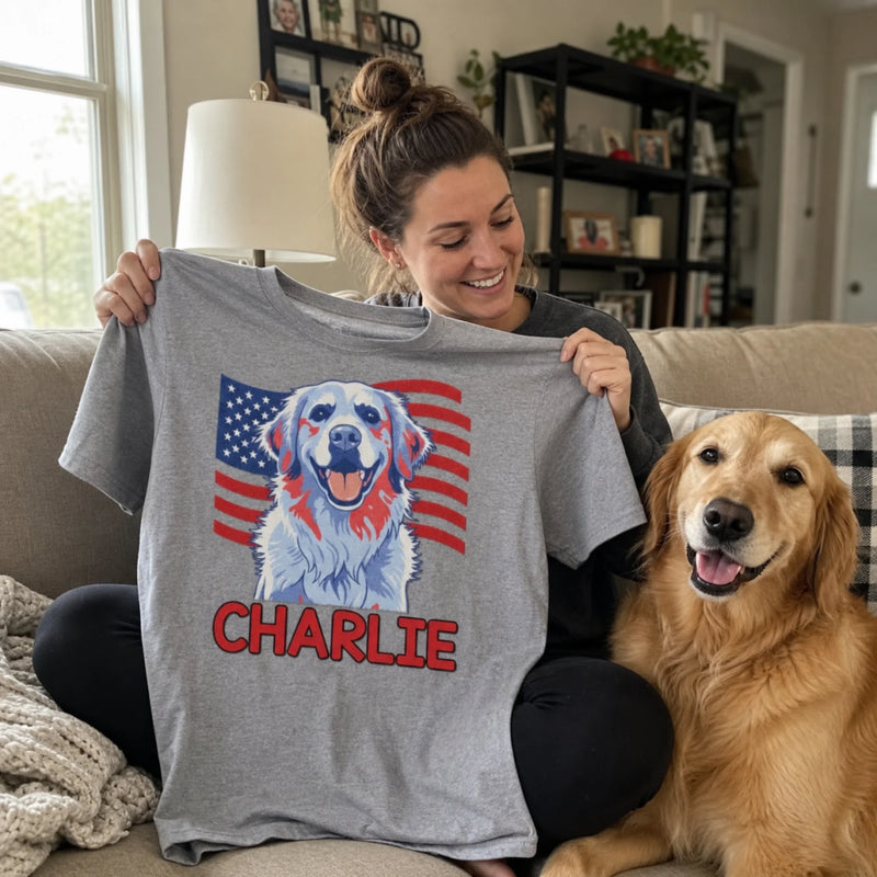 Custom Photo T-shirt, Hoodie - Personalized America 250th Anniversary Gifts For Dog Cat Lovers, Dog Dad And Mom, Cat Owners - Stars Stripes And Paws