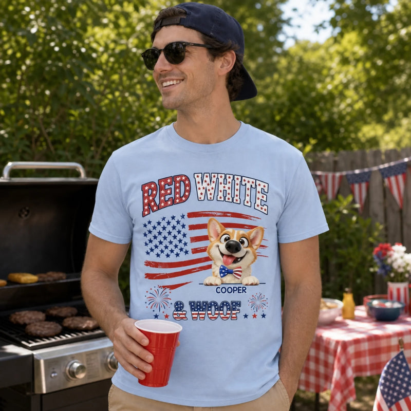 Custom Unisex T-shirt, Premium T-shirt, Hoodie - Personalized 4th Of July Gifts For Dog Lovers, Dog Dad And Mom - America’s Furry Patriot