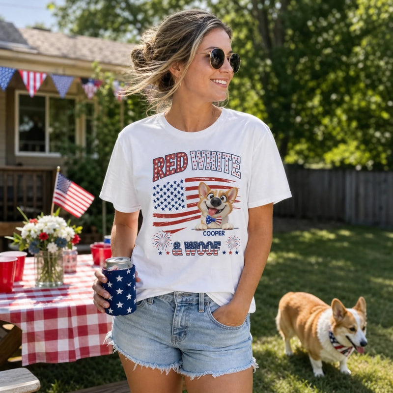 Custom Unisex T-shirt, Premium T-shirt, Hoodie - Personalized 4th Of July Gifts For Dog Lovers, Dog Dad And Mom - America’s Furry Patriot