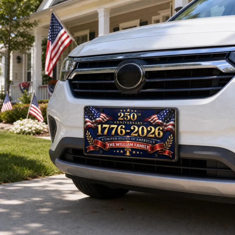 Custom License Plate - Personalized America 250th Anniversary Gifts For Mom, Dad, Brother, Sister, Kids - Together We Spark Joy