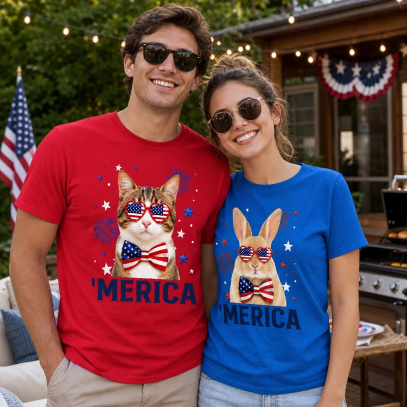 Custom Photo T-shirt, Hoodie - Personalized America 250th Anniversary Gifts For Dog Cat Lovers, Dog Dad And Mom, Cat Owners, Pet Owners - Home Is Wherever My Pets Are