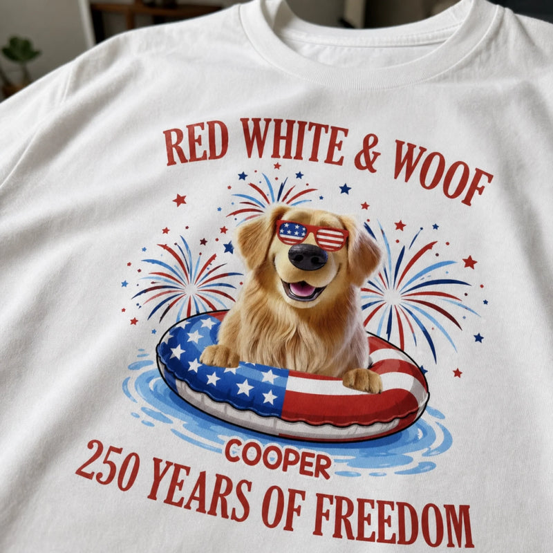 Custom Unisex T-shirt, Premium T-shirt, Hoodie - Personalized America 250th Anniversary Gifts For Dog Lovers, Dog Dad And Mom -  Paws & Freedom