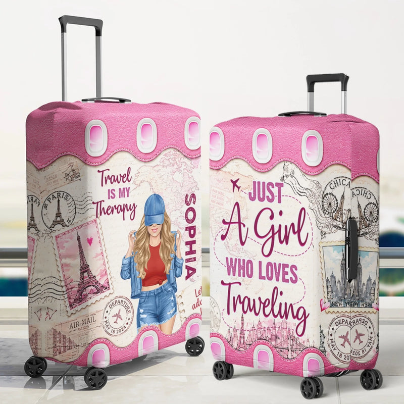 Custom Luggage Cover - Personalized Summer Vacation And Travel Gifts For Women, Besties, Sisters, BFF - Adventure Awaits