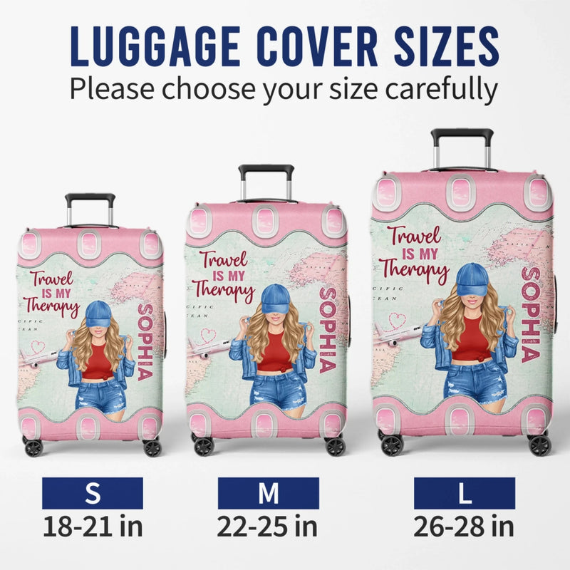 Custom Luggage Cover - Personalized Summer Vacation And Travel Gifts For Women, Besties, Sisters, BFF - Wander More Worry Less