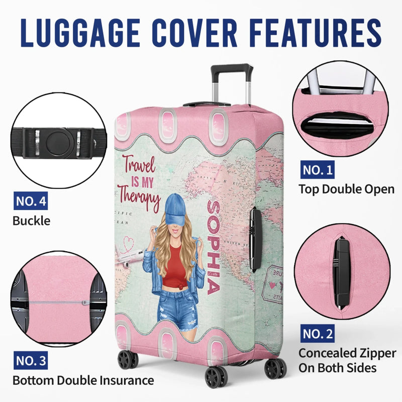 Custom Luggage Cover - Personalized Summer Vacation And Travel Gifts For Women, Besties, Sisters, BFF - Wander More Worry Less