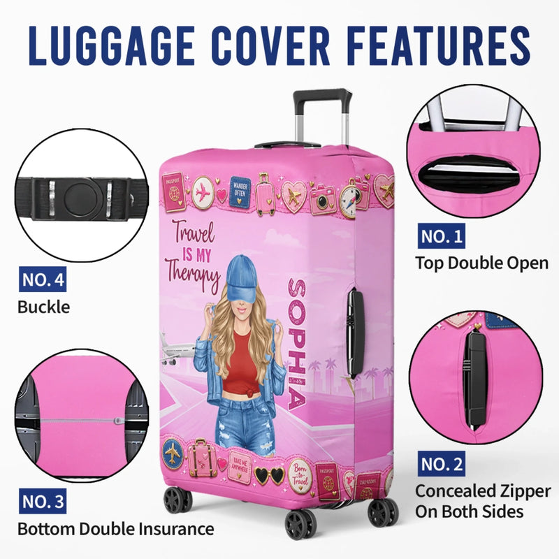 Custom Luggage Cover - Personalized Summer Vacation And Travel Gifts For Women, Besties, Sisters, BFF - Collecting Memories Worldwide
