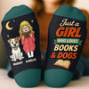 Custom Crew Socks - Personalized Bookish Gifts For Book Lovers, Bookworms, Readers, Dog Lovers, Dog Mom - Lost In A Good Book