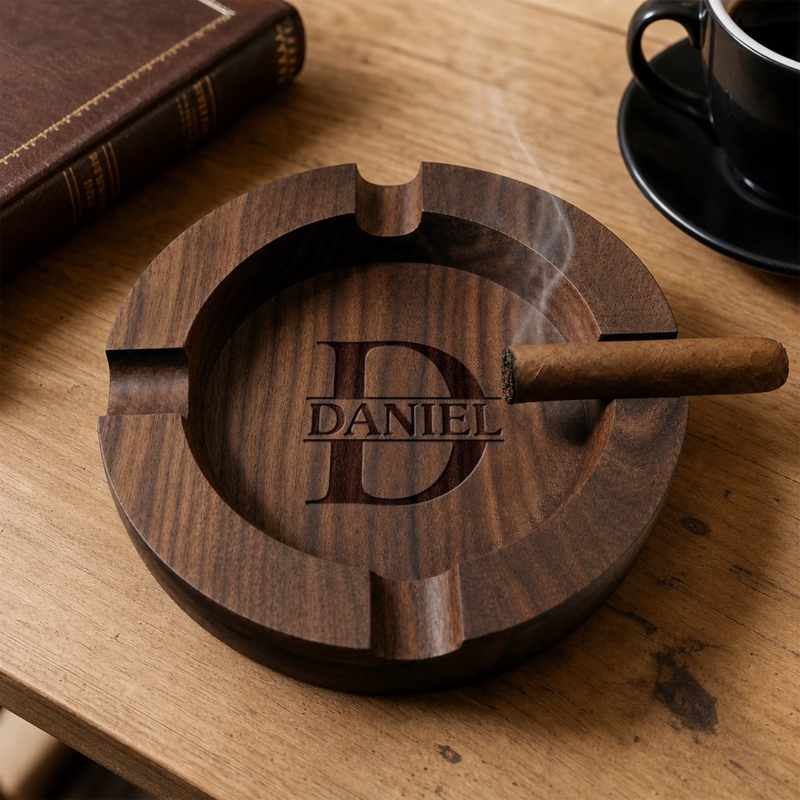 Custom Wood Ashtray - Personalized Birthday Gifts For Men, Dad, Brother, Grandpa, Husband - Built Different