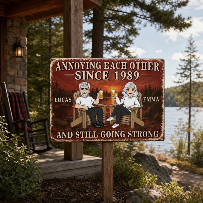 Custom Home Decor Metal Sign - Personalized Anniversary Wedding Gifts For Husband And Wife, Him And Her - Driving Each Other Crazy
