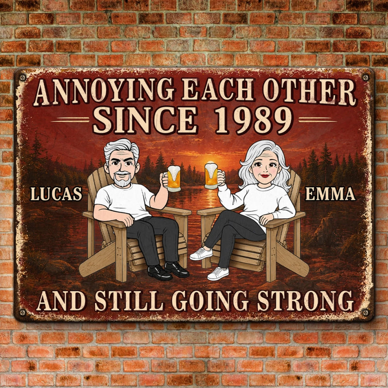 Custom Home Decor Metal Sign - Personalized Anniversary Wedding Gifts For Husband And Wife, Him And Her - Driving Each Other Crazy