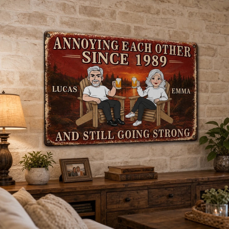 Custom Home Decor Metal Sign - Personalized Anniversary Wedding Gifts For Husband And Wife, Him And Her - Driving Each Other Crazy