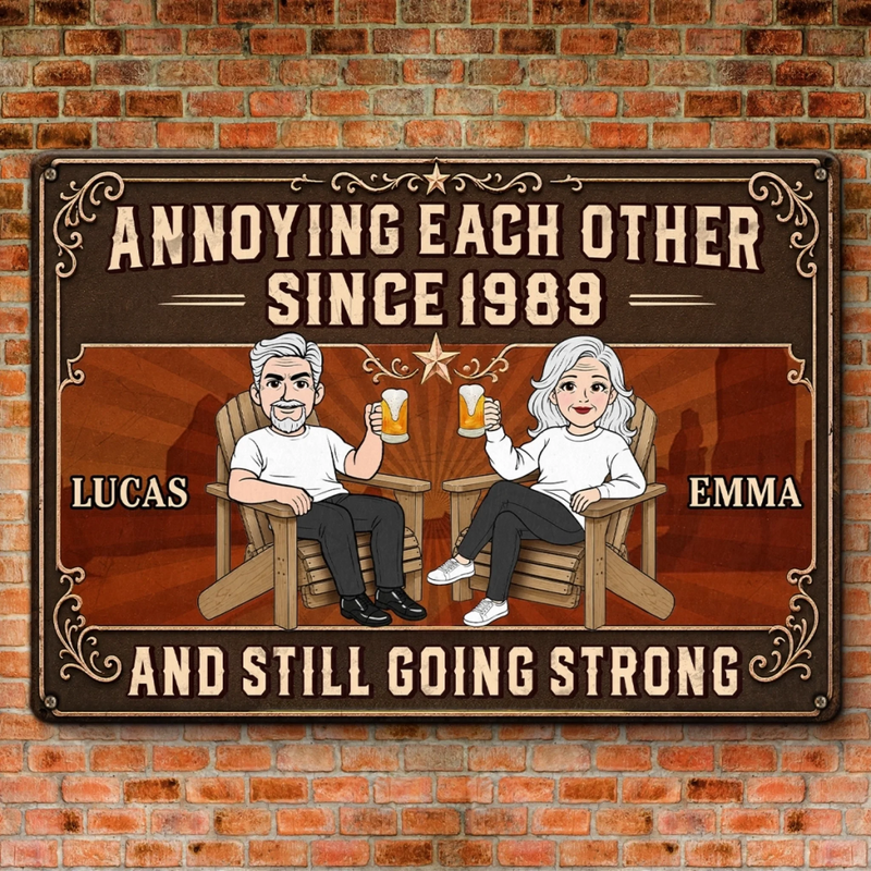 Custom Home Decor Metal Sign - Personalized  Anniversary Wedding Gifts For Husband And Wife, Him And Her - Stuck With You