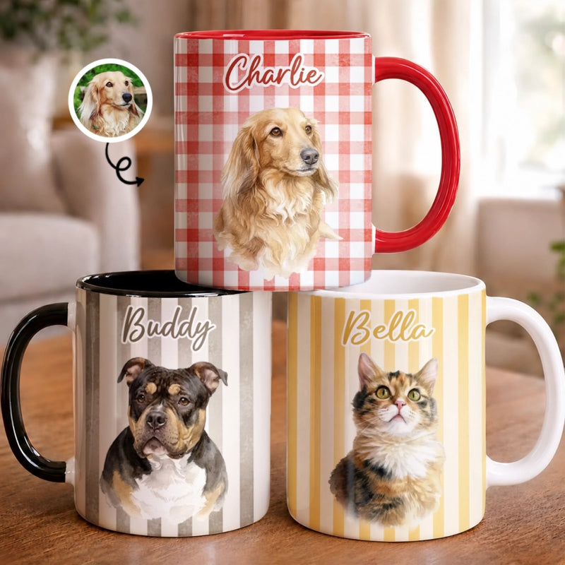 Custom Photo Accent Mug - Personalized Birthday Gifts For Dog Cat Lovers, Dog Dad And Mom, Cat Owners -  My Therapist Has Paws