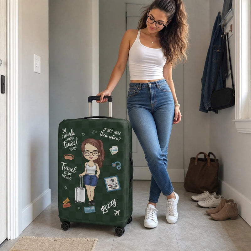 Love Is An Endless Journey - Travel Personalized Custom Luggage Cover - Summer Vacation Gift, Gift For Adventure Travel Lovers