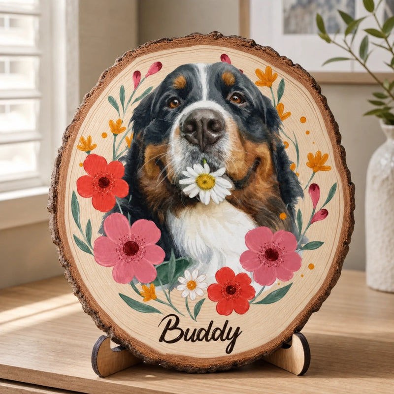 Custom Photo 2-Layered Wooden Plaque - Personalized Birthday Gifts For Dog Cat Lovers, Dog Dad And Mom, Cat Owners - My Sweet Furry Flower Boy