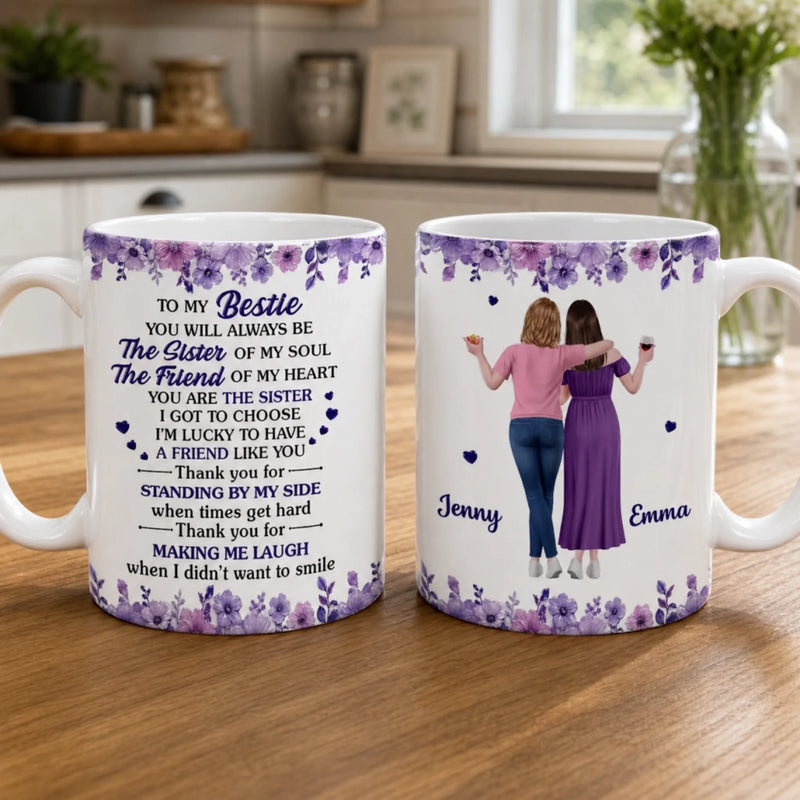Custom Mug - Personalized Best Friend Birthday Gifts For Women, Besties, Sisters, BFF - Besties For Life