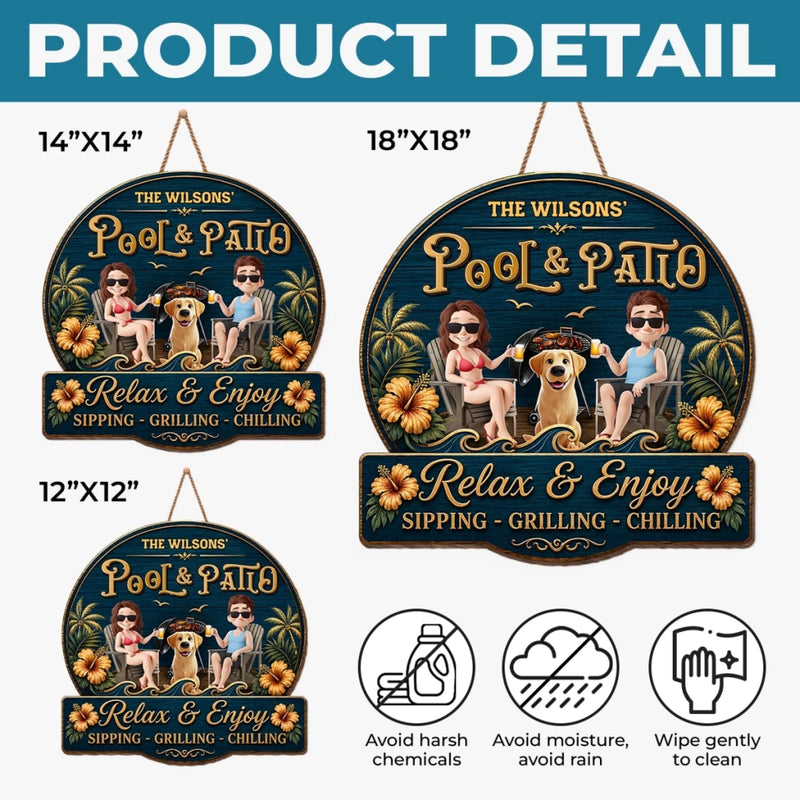 Custom Wood Sign - Personalized Summer Vacation And Travel Gifts For Husband And Wife, Dog Dad And Mom - Hot Grill, Cool Furry Nights