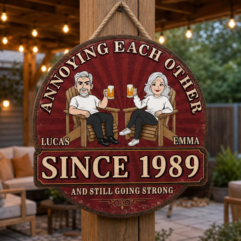 Custom Wood Sign - Personalized Anniversary Wedding Gifts For Husband And Wife, Him And Her - Laughter, Wrinkles And True Love