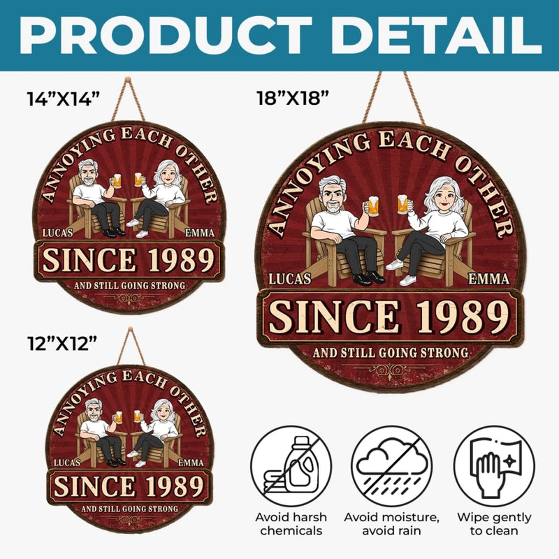 Custom Wood Sign - Personalized Anniversary Wedding Gifts For Husband And Wife, Him And Her - Laughter, Wrinkles And True Love