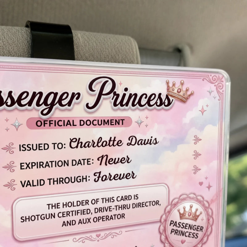 Custom Photo Acrylic Car Visor Clip - Personalized Anniversary Wedding Gifts For Wife, Girlfriend - Certified Princess On Board