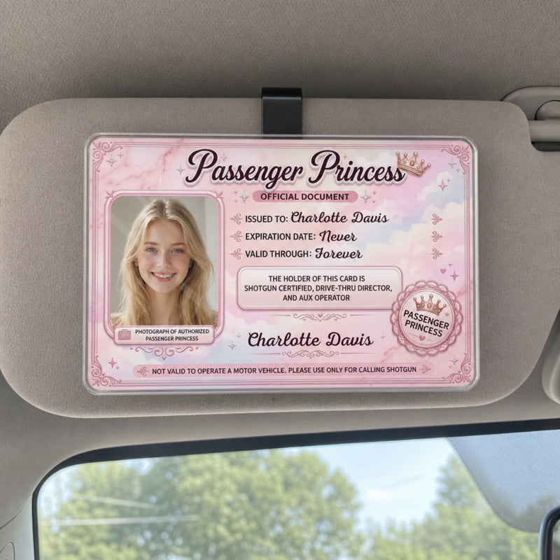 Custom Photo Acrylic Car Visor Clip - Personalized Anniversary Wedding Gifts For Wife, Girlfriend - Certified Princess On Board