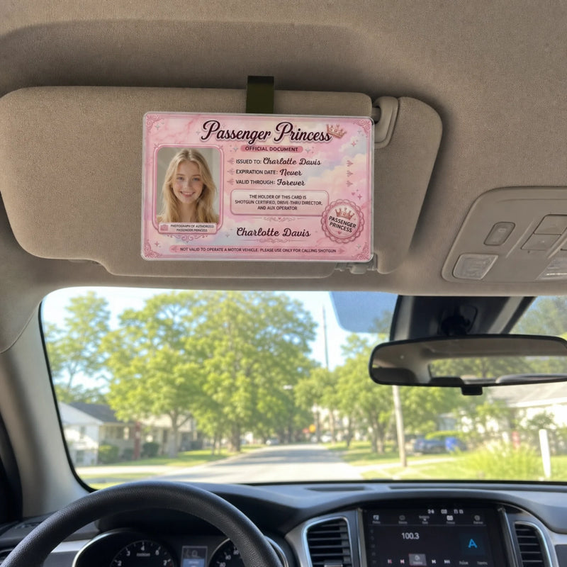 Custom Photo Acrylic Car Visor Clip - Personalized Anniversary Wedding Gifts For Wife, Girlfriend - Certified Princess On Board