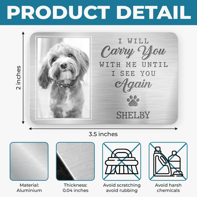 Custom Photo Aluminum Wallet Card - Personalized Pet Memorial Sympathy Gifts For Dogs, Cats - They Lived, They Loved, They Purred