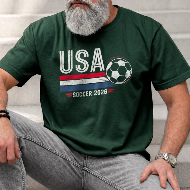 Custom USA World Football Unisex T-shirt - Personalized Birthday Gifts For Football Lovers, Sports Fans, Sports Lovers - Stars, Stripes, Soccer Glory