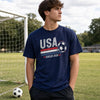 Custom USA World Football Unisex T-shirt - Personalized Birthday Gifts For Football Lovers, Sports Fans, Sports Lovers - Stars, Stripes, Soccer Glory