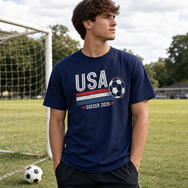 Custom USA World Football Unisex T-shirt - Personalized Birthday Gifts For Football Lovers, Sports Fans, Sports Lovers - Stars, Stripes, Soccer Glory