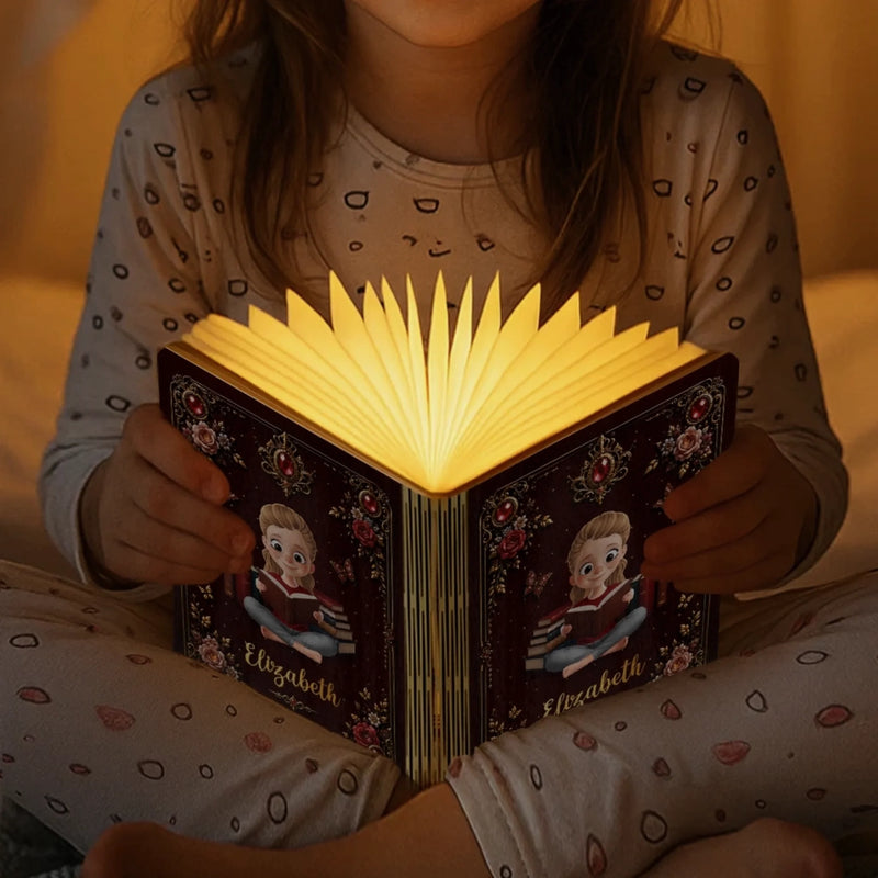 Custom Foldable LED Magic Book Lamp - Personalized Bookish Gifts For Book Lovers, Bookworms, Readers - So Many Books, So Little Time
