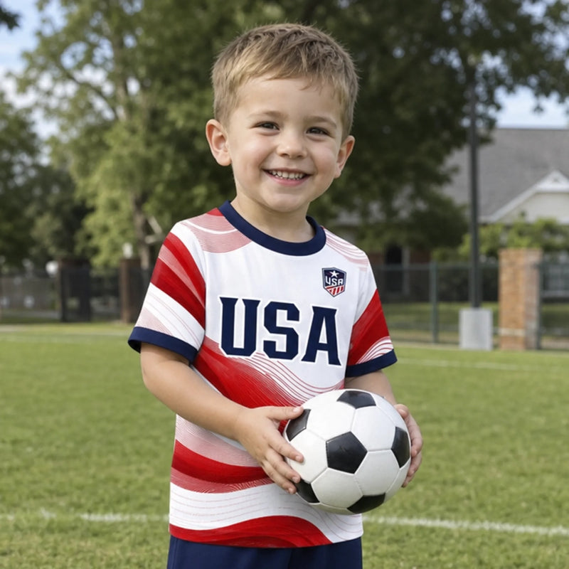 Custom USA World Football Youth Soccer Jersey - Personalized Birthday Gifts For Kids, Football Lovers, Sports Fans, Sports Lovers - Coolest Player In The League