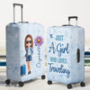 Custom Luggage Cover - Personalized Summer Vacation And Travel Gifts For Women, Besties, Sisters, BFF - Wander Far Live Fully