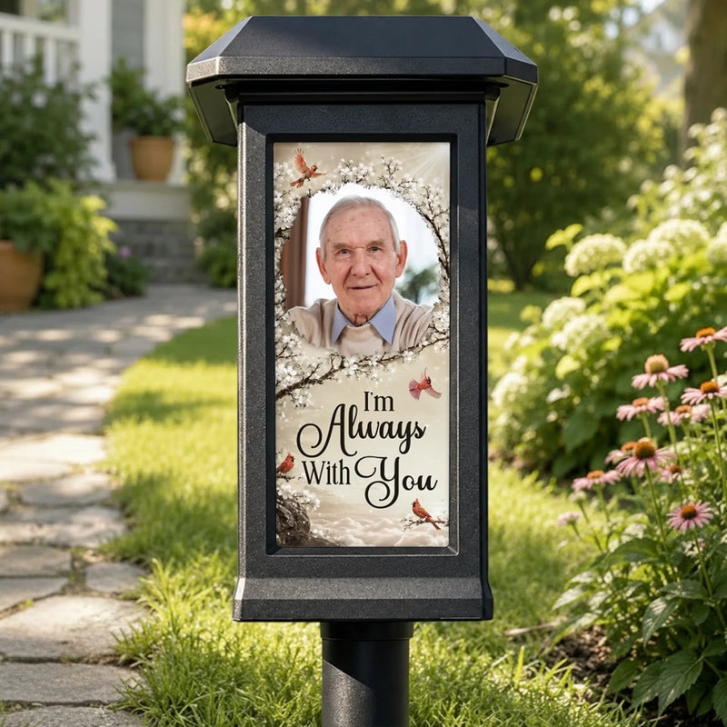 Custom Photo Solar Garden Light - Personalized Memorial Sympathy Gifts For Loss Of Mom, Dad - Gone From Sight Not From Heart
