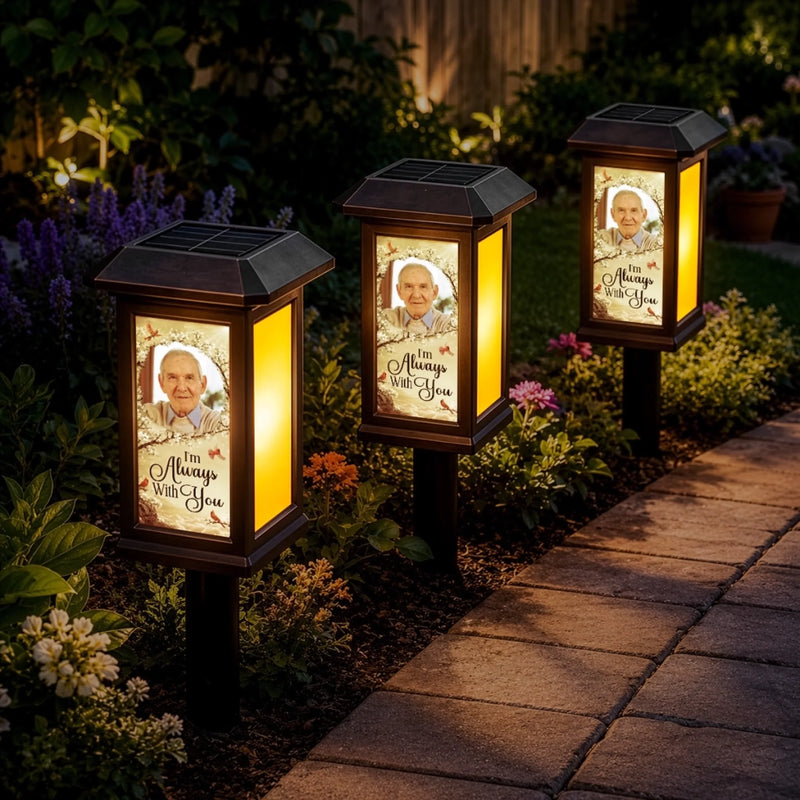 Custom Photo Solar Garden Light - Personalized Memorial Sympathy Gifts For Loss Of Mom, Dad - Gone From Sight Not From Heart