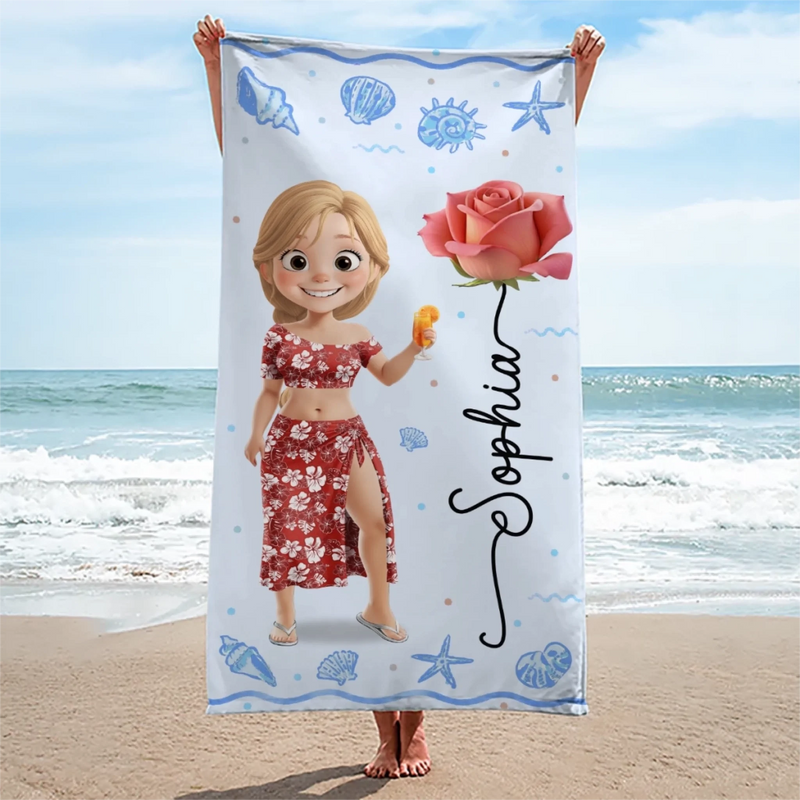 Custom Beach Towel - Personalized Summer Vacation And Travel Gifts For Women, Besties, Sisters, BFF - Beach Queens