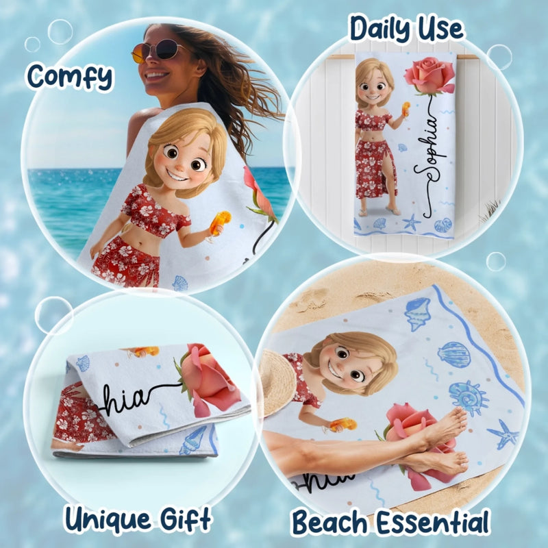 Custom Beach Towel - Personalized Summer Vacation And Travel Gifts For Women, Besties, Sisters, BFF - Beach Queens