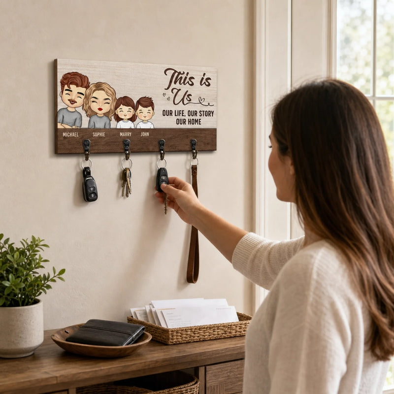 Home Sweet Home - Family Personalized Custom Home Decor Key Hanger, Key Holder - House Warming Gift For Family Members, Pet Owners, Pet Lovers