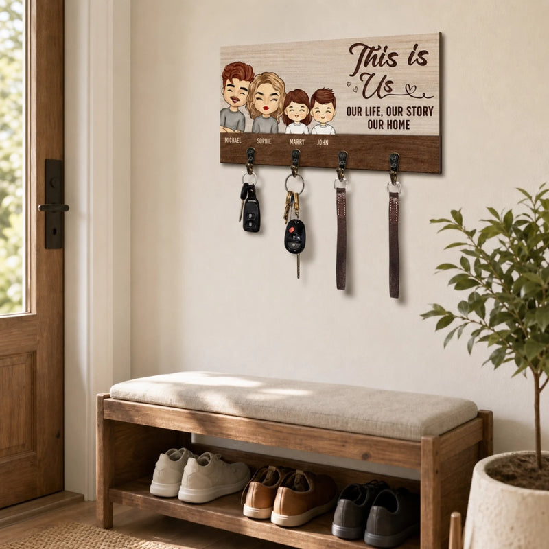 Home Sweet Home - Family Personalized Custom Home Decor Key Hanger, Key Holder - House Warming Gift For Family Members, Pet Owners, Pet Lovers